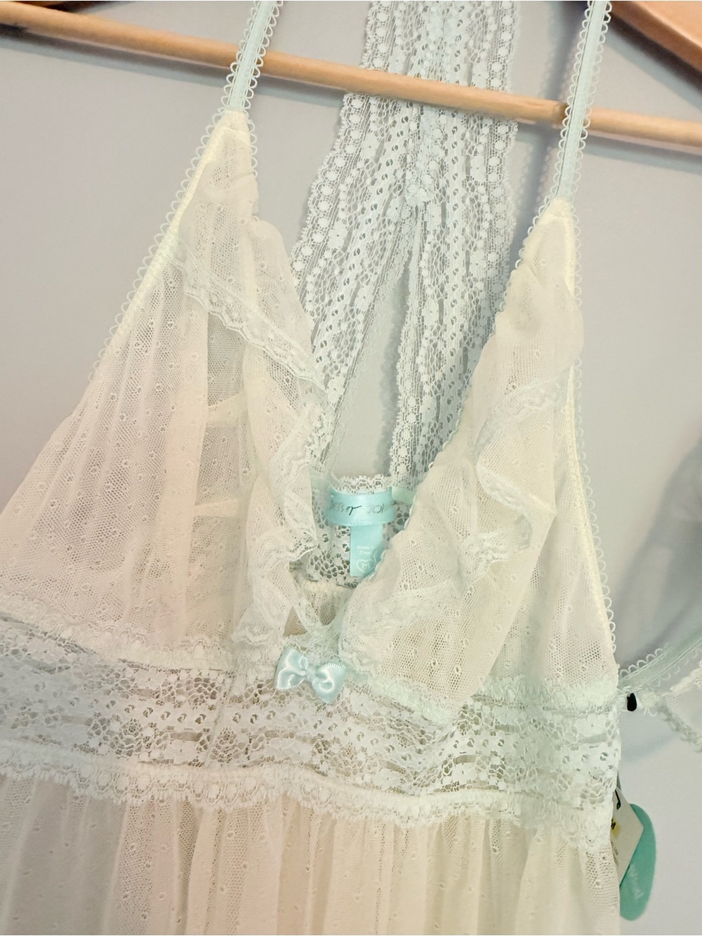 Betsey Johnson Womens Mesh Lace Trim Babydoll Blue Size Medium NWT - Picture 6 of 7